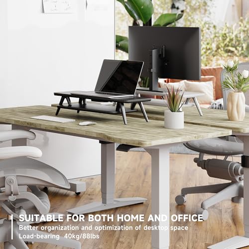 Image of Fenge Monitor Stand, Monitor Stands Riser for Desk, 23.6 Inch Wood Desk Shelf with Storage Organizer and Cable Management for Office Desk Accessories