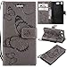 Produktbild THRION Sony Xperia XZ1 Compact Hülle, PU Schmetterling Brieftaschenetui mit magnetischer Handschlaufe und Ständerhalterung für Sony Xperia XZ1 Compact, Grau