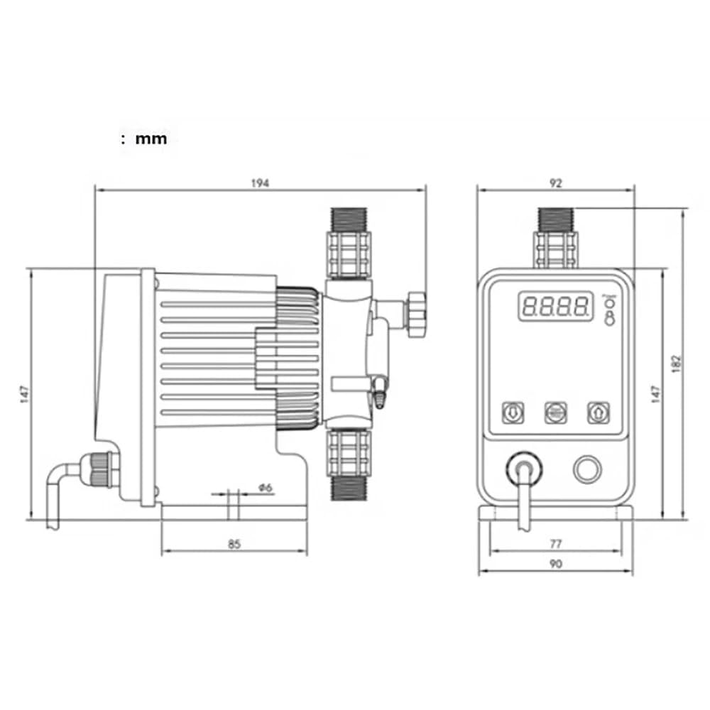 Bomba Dosificadora de Diafragma Electromagnético de 220V, Bomba Dosificadora Microcuantitativa Automática Eléctrica (20L)
