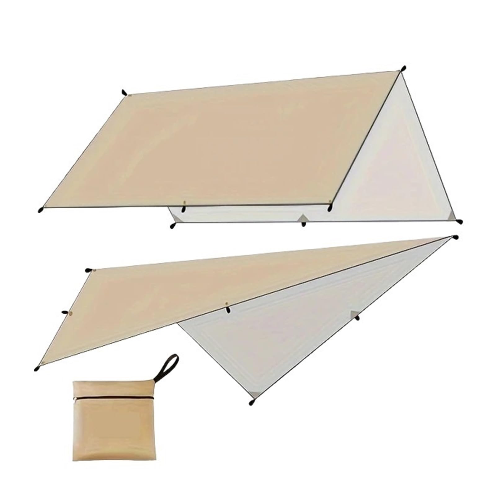Tent tarp 5x3meters 4x3meters 3x3meters Waterproof Tarp Tent Shade Ultralight Garden Canopy Sunshade Outdoor Camping Tourist Beach Sun Shelter(Khaki-3X4)