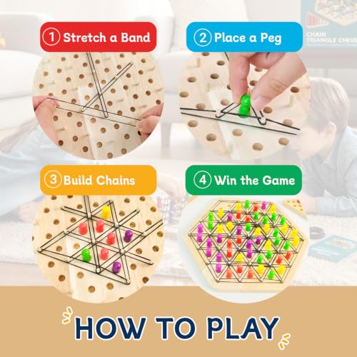 Juego de Mesa Triángulo Cadena de Madera Educativo miniatura 3