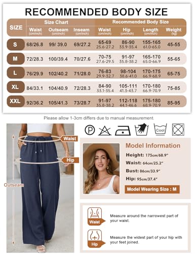 Image of Linen Pants for Women Flowy Palazzo Pants Boho High Waist Wide Leg Trousers Summer Beach Vacation Outfits 2026