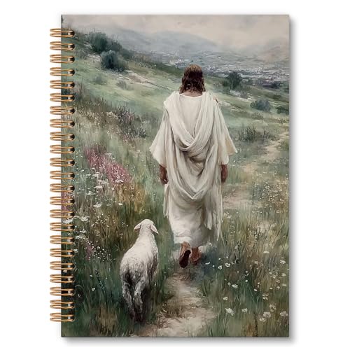 OINDADE Christian Jesus Lamb Notebook Journal, Christian Journals for Women, Good Shepherd Religious Spiral Notebook, Religious Jesus Notebooks Gifts for Women, Prayer Office Supplies, 6x8.2In
