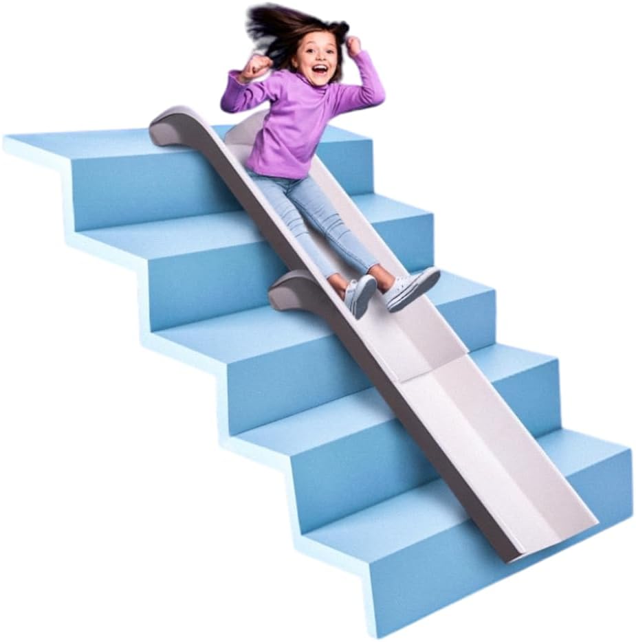 StairSlide 2-Pack Modular Indoor Slide for Home Staircases, White - Stair Attachment Ramps for Kids with Non-Slip Grip Bottom, Easy to Store, No Installation Needed
