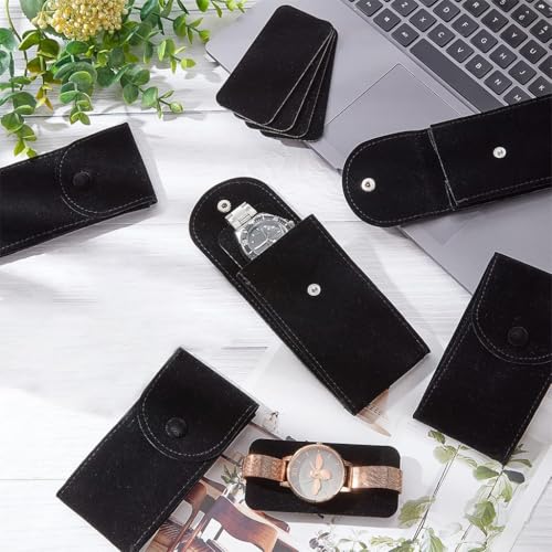 Image of ZORBES Travel Watch Box Wrist Watch Storage Pouch with Double Sided Velvet Liner Anti-Scratch Protective Case Organizer, Travel Watch Holder 7x13x4cm, Compatible with Jewelry Only Box