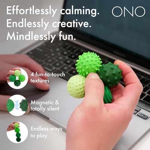 ONO Signets – Silicone Magnetic Balls with Textured Dimples, Bumps, and Waves | Fun to Play with Fidget Toy for Adults | Help Relieve Stress, Anxiety, Tension (Emerald, Set of 8) - Image 3