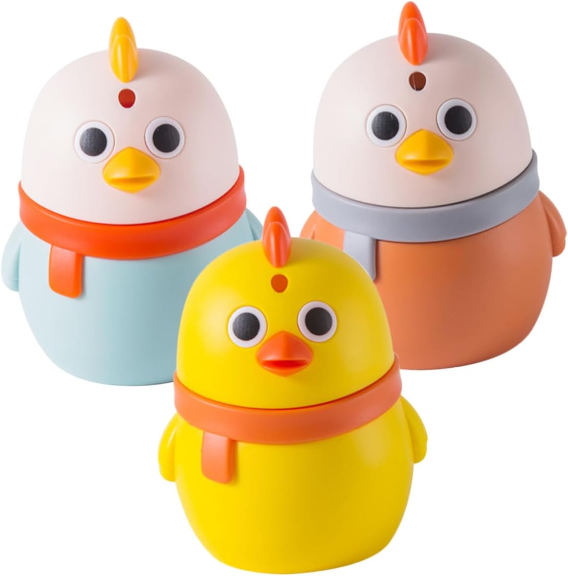 3pcs Cartoon Chick Press-type Toothpick Dispenser Box, Plastic Toothpick Holder Case for Home Tabletop Storage, Multi-