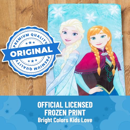 Image of Jay Franco Disney Frozen Sparkle Slumber Sack - Cozy & Warm Kids Lightweight Slumber Bag /Sleeping Bag - Featuring Anna and Elsa (Official Disney Product)