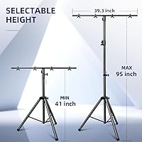 Vista 5 de DJ Lights Stand 41-95 Inch, Heavy Duty DJ Stand 1 Pack, Portable Par Can Tripod Stage Light Stand Adjustable Height, DJ Lighting T Bar Suitable for