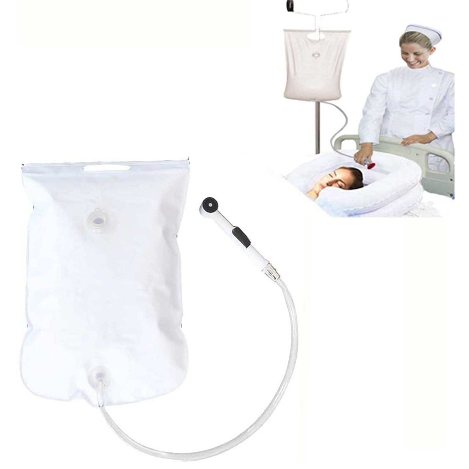 Bedside Shower System, Overhead Shower with 8L Water Bag, Portable outdoor folding shower bag, for Elderly, Disabled or Travel lovers