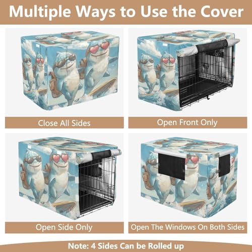Housse de cage pour chien XL requin - Couverture bâche box - 6