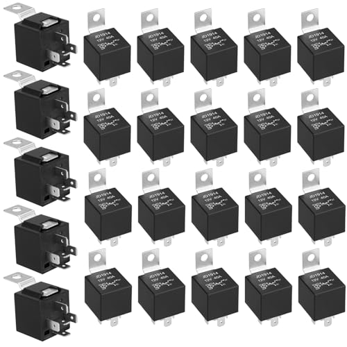 Weasch 25 Pack JD1914 Car Relay, 12V 40A, 5 Pins SPDT, Automotive Switches and Starters, Waterproof Relay for Boat Tractor Truck Motorcycle (25)