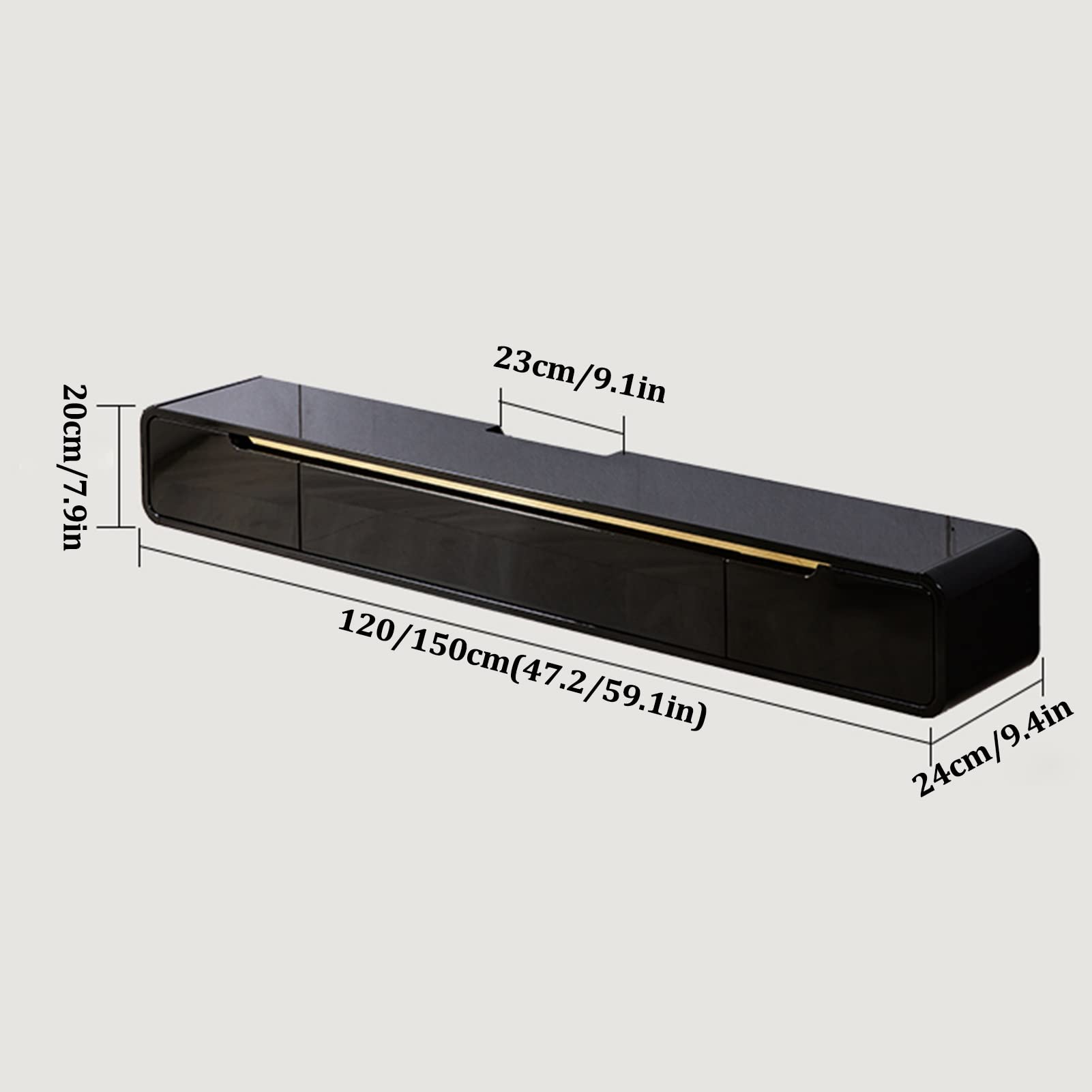 Meuble TV et console murale 3 Der Sto nizer Slish Salon Fourrure Gain de place pour une efficacité maximale