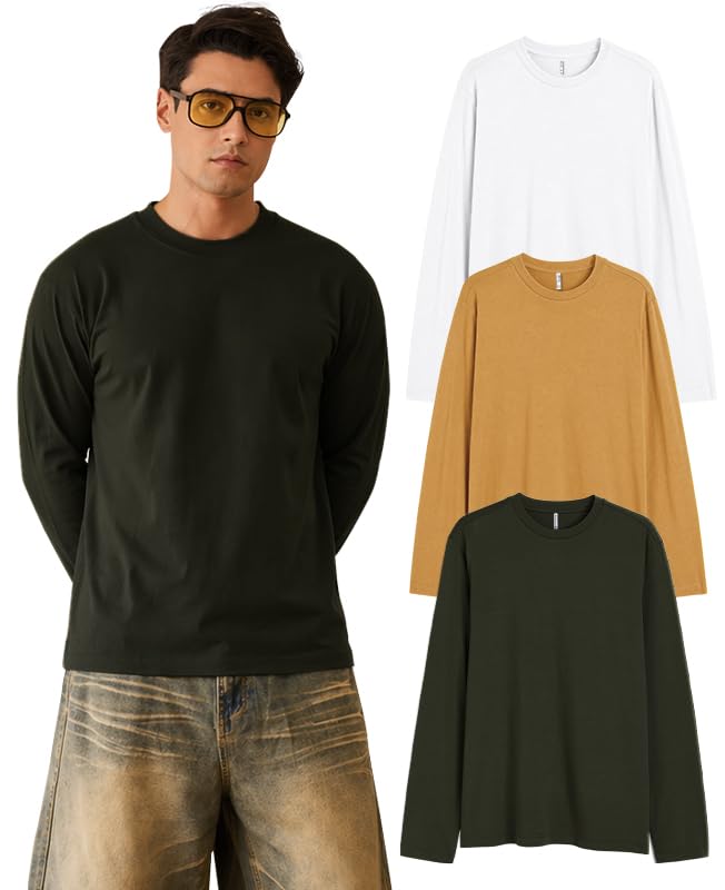 Image of Sleepynuts Regular fit Cotton Full Sleeve Plain T-Shirt for Men (Pack of 1,2,3 Size Small to 3XL)