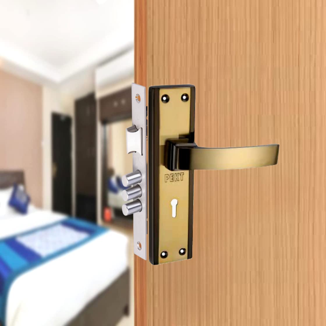 Pekt Locks 8 Inches Heavy Duty Mortise Main Door Handles Set with Lock