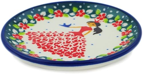 Miniatura 2 de Auténtico mini plato de cerámica polaca, plato de posavasos hecho por Ceramika Artystyczna (tema de princesa pájaro) + certificado de autenticidad