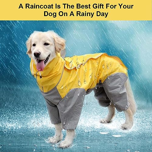 Regenmantel für Hunde,Hunderegenmantel,Wasserdichter Hundemantel mit Kapuze,Leichte Regenjacke Hund Geeignet für Mittlere und Große Hunde den Hundespielplatz und den Urlaub mit Hund (Gelb-28)