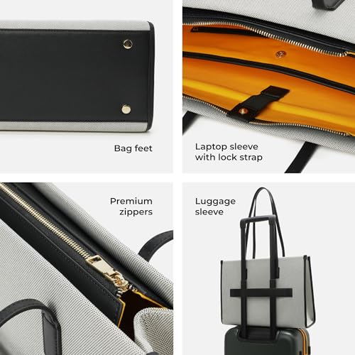 Image of MOKOBARA The Skye Tote Bag | Fits Upto 14 inch Laptop | Lightweight | Perfect For Work And Daily Use | Has Organizational Pockets And Laptop Sleeve | Made With Vegan Leather | For Women