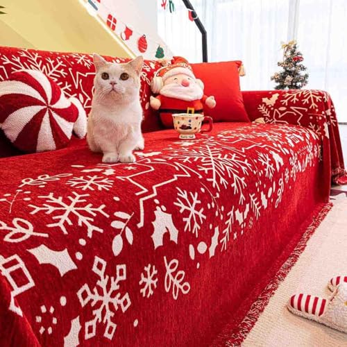 Serviette de canapé anti griffes chat chien en chenille rouge