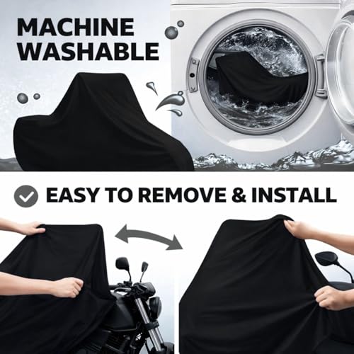 Image of Puroma-Pro Heavy Duty Waterproof Bike Cover Compatible for Shine Bikes - Outdoor Motorcycle Cover Windproof Buckle, UV Protection & Dust Resistant Full Body Cover