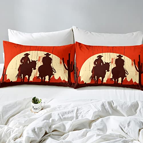 Loussiesd Western Decor Bedding Set Wild West Cowboy Comforter Cover for Kids Boys Children Rodeo Cowboy Style Duvet Cover Ultra Soft Grunge Design Decor Double Size - Image 4