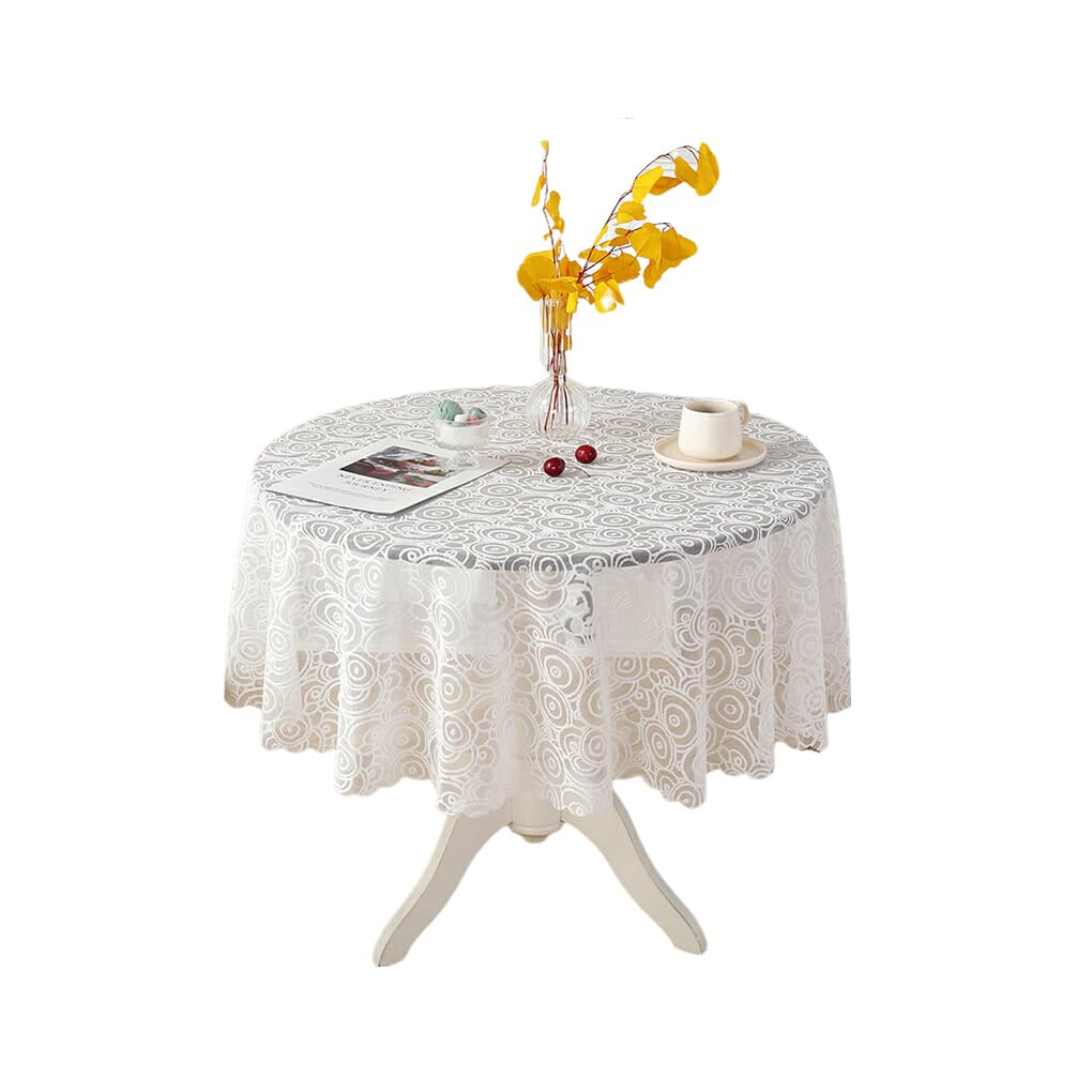VUIUYOIES Easy Wash And Elegant Round Tablecloth Variety Of Patterns Available Table Cover Lace Durable, circular flower, 100cm