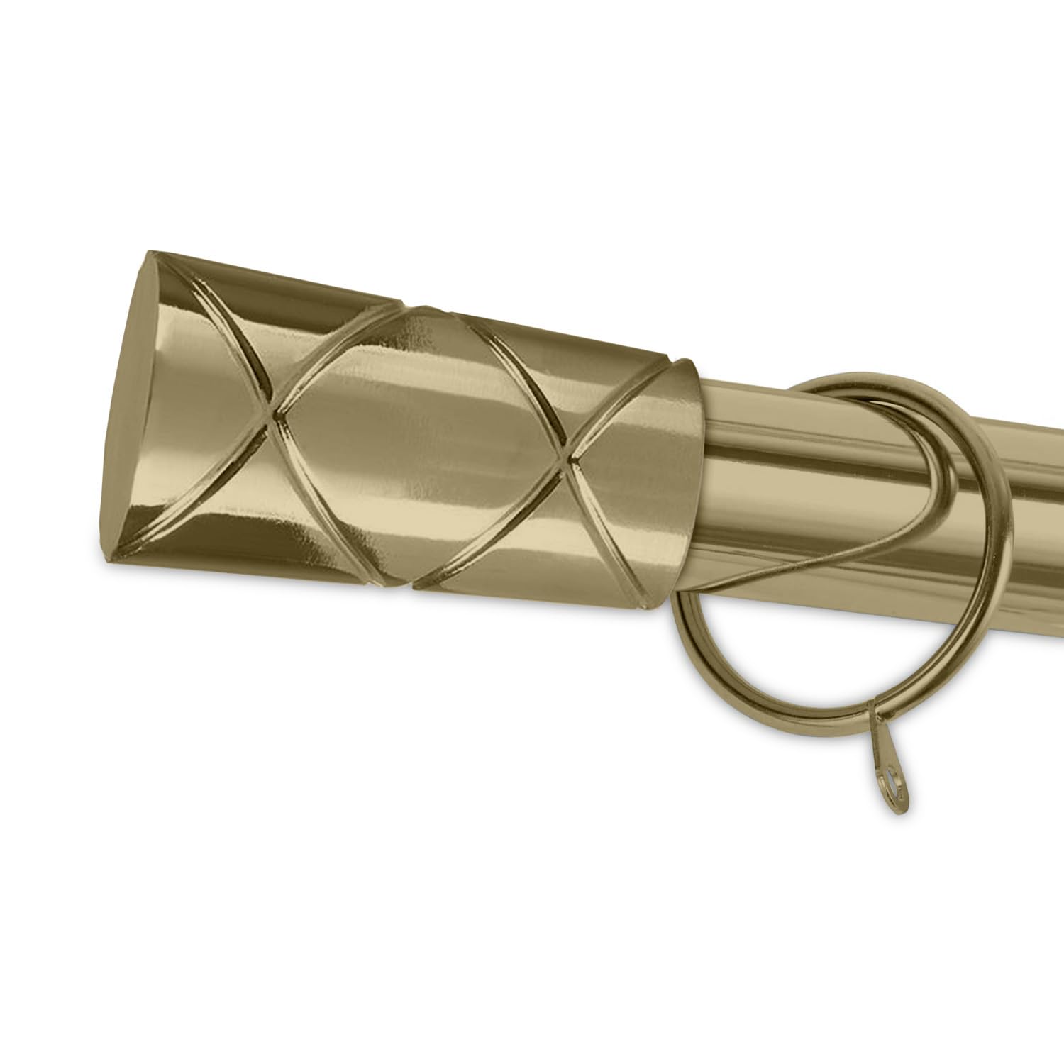 Hafaa Extendable Curtain Poles for Eyelet Curtains 120-210cm Antique Brass Cylinder Adjustable Curtains Rod with Finials, Rings, Brackets & Fittings Set