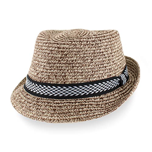 Image of Belfry Men /Women Summer Straw Pork Pie Trilby Fedora Hat in Blue, Tan, Black