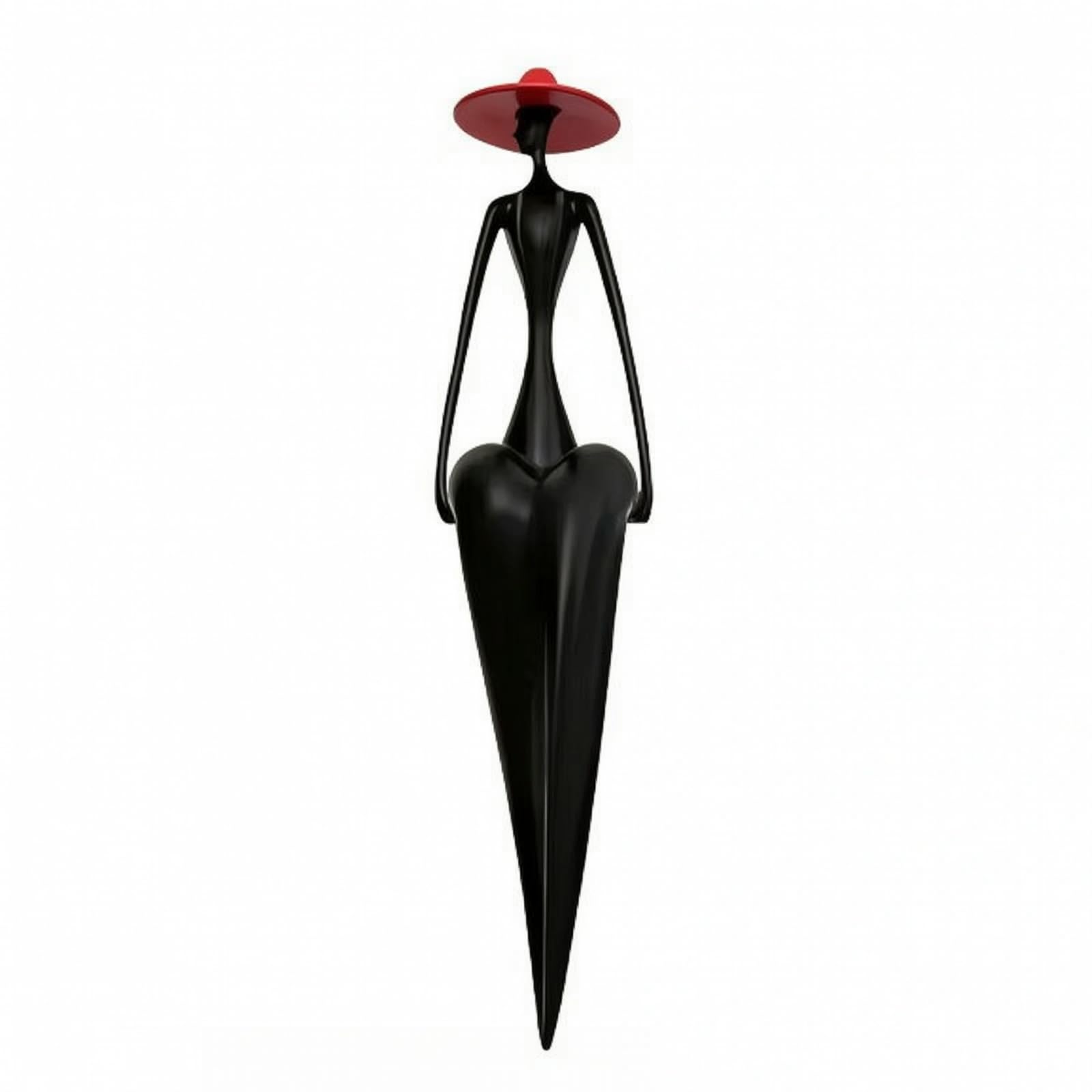 Figura Decorativesina Negra Elegante, Abstracto, Adorno Mujer con Cuerpo Alargado, parecibidor, S