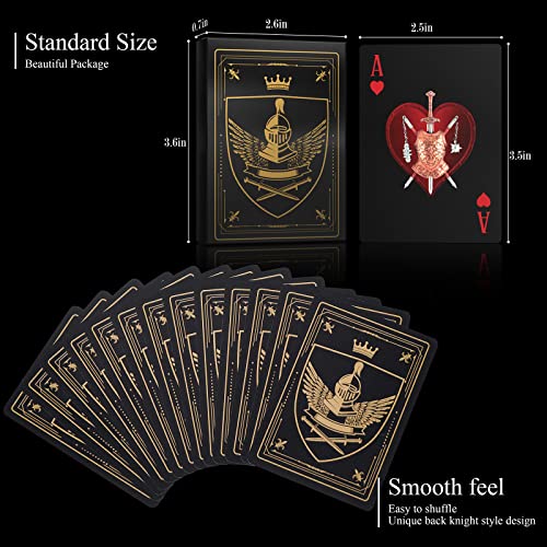 ACELION wasserdichte Spielkarten, Plastik Pokerkarten, Poker Karten Set, Playing Cards (Black-Knight)