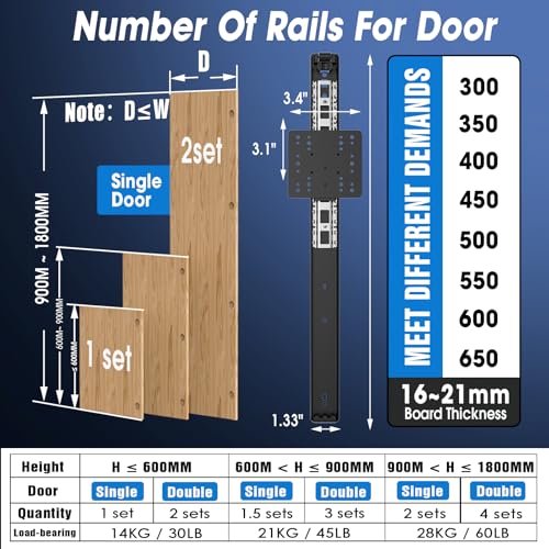 Image of 16 Inch Pocket Door Slides for Cabinets 2Set -Heavy Duty Hidden Hinge Hardware Kit for Inset Doors,Furniture,Vanity & Garage -Smooth Sliding Retractable Rail System with Rebounder for DIYers
