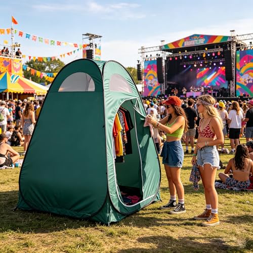 Pop Up Shower Tent - Refugio de Privacidad para Camping, Playa y Senderismo, Tienda de Cambio y Baño Portátil de 6.2 pies con Bolsa de Transporte, Resistente al Agua y Protección UV para Actividades al Aire Libre, Verde miniatura 3