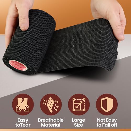 Image of Prairie Horse Supply 24 Rolls Black Self Adhesive Bandage Wrap 4 Inch Elastic Cohesive Vet Tape for First Aid, Medical, Sport & Animals Wound