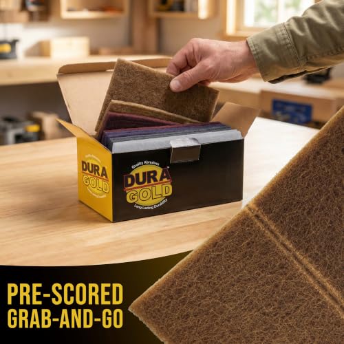 Image of Dura-Gold Premium 6 inch x 9 inch 10 Scuff Pad Variety Pack, 2 Each Maroon, Gray, Gold, Purple and White - Scuffing, Scouring, Sanding, Cleaning, Blending, Paint Surface Prep Adhesion - Automotive Auto Body