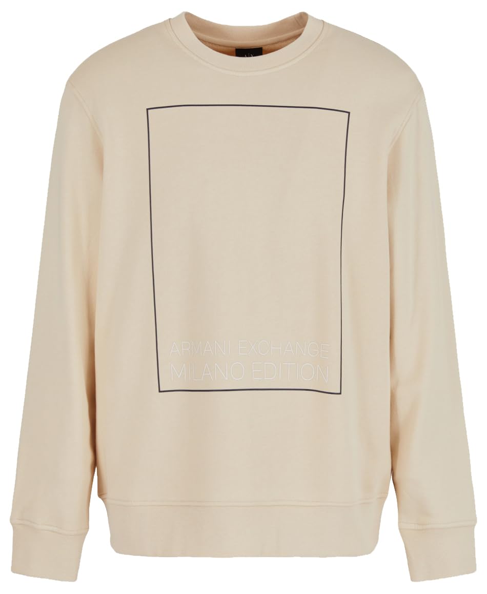 Armani Exchange Men's Milano Edition Pullover Crewneck Sweatshirt, Fog, XS
