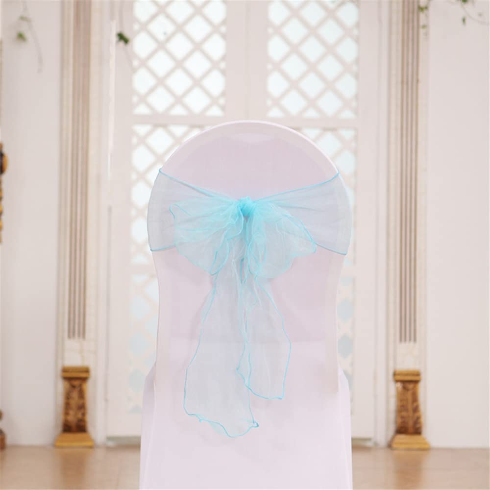 Highdi Bänder aus Organza Schleife Stuhlhusse, Stuhl Schärpe Band Schleifen Stuhlhussen für Hochzeit, Ceremonie, Party, Veranstaltung, Geburtstag Dekoration (Himmelblau,150pc)