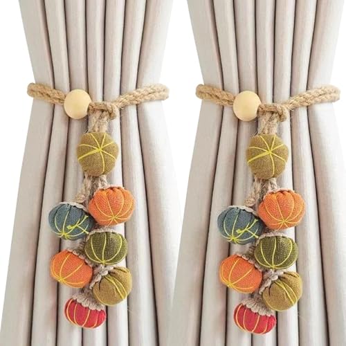ycezw Sujetacortinas | 2 Piezas Ajustable Decoracion del Hogar | Sujetadores De Cuerda Decorativos para Cortinas - para Dormitorio Sala De Estar Exterior Interior Halloween Acción De Gracias Otoño