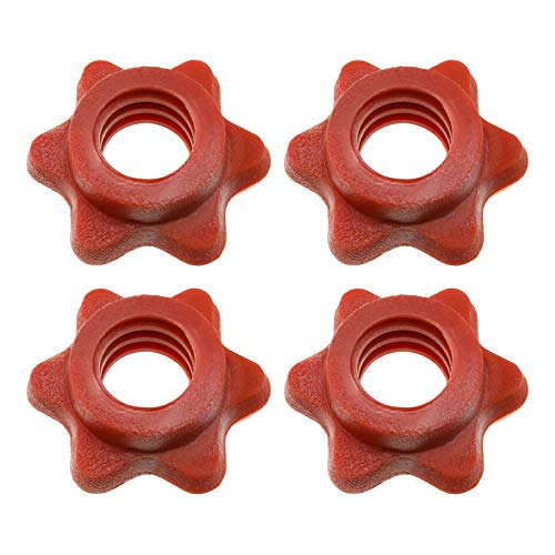 OTOTEC 4x 25mm Barbell Bar Hex Nuts 1 Inch Red Spin-Lock Collars Fitness Equipment Accessories For Lifting Barbells Dumbbell Bars