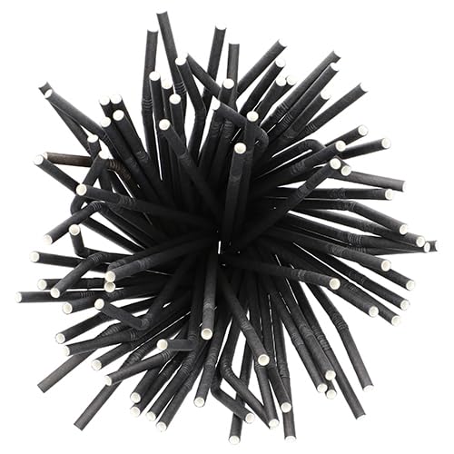 Papstar | 100 Cannucce Pure, Materiale Carta, Dimensioni Ø 6 mm · 22 cm, Colore Nero, Flessibile, 100 Cannucce x 10 Confezioni