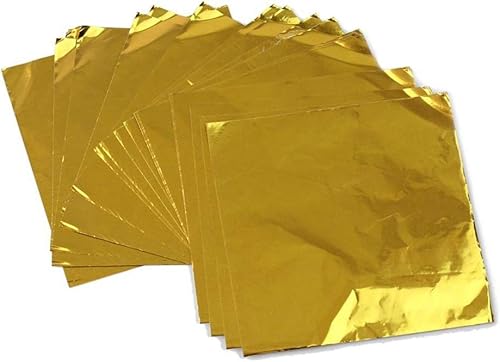 Wowagoga Envoltorios de papel de aluminio para dulces, 6 x 6 pulgadas, papel de aluminio dorado, envoltorios de chocolate para dulces caseros,