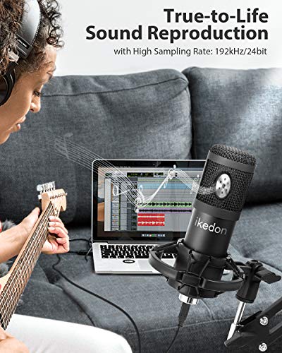Studio Usb Condenser Microphone, Ikedon Professional 192Khz/24Bit Cardioid Recording Microphone, Plug&Play Computer Microphone Kit With Scissor Arm, Streaming Mic For Podcasting Youtube Gaming -S663 #TOP1