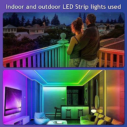 Image of LETIANPAI 200ft Outdoor LED Strip Lights Waterproof, IP68 Outside Led Light Strips with App and Remote,Music Sync RGB Exterior Rope Self Adhesive Back for Deck,Balcony,Pool