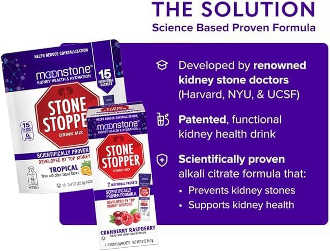 Stone Stopper Drink Mix, Cranberry Raspberry & Lemonade, Kidney Stone Prevention, Calcium Oxalate Protector, Developed by Urologists to Improve Hydration & Support Kidney Health, 15 Day Supply - 2Pack - Image 2