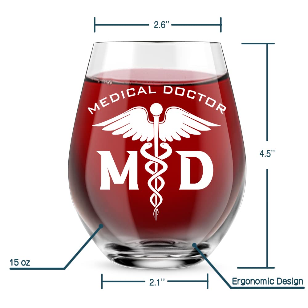 AGMDESIGN Funny Two Sided Good Day Bad Day Don't Even Ask MD Medical Doctor Wine Glass, Gift for Doctor, Medicine, Assistant, Physician, Nurse, Students, Graduation Gifts for Men Women