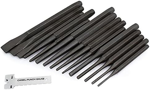 16pcs hand Punch and Chisel Roll Punch Pin Set Pin Tapered Cold Roll Punches Black Auto Mechanics US