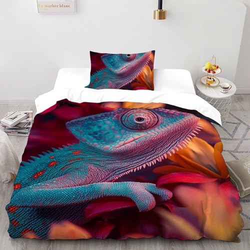 Housse de couette single imprimé 3D lézard coucher de soleil - 2