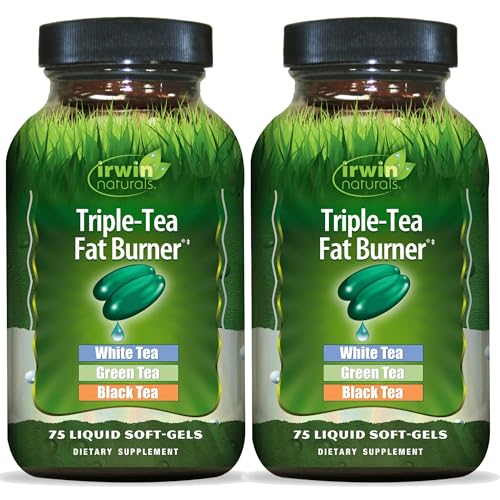 Irwin Naturals Triple-Tea Fat Burner - Supports Weight Loss - 75 Liquid Soft-Gels (Pack of 2)