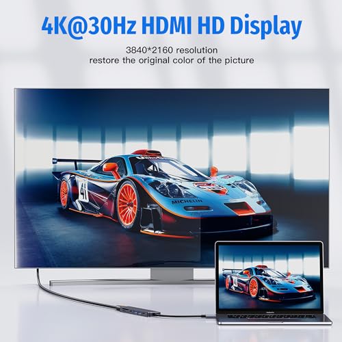 Image of Techie 7-in-1 USB-C Hub with HDMI 4K, 100W PD Charging, USB 3.0, USB 2.0, USB-C, SD /TF Card Readers Aluminum Alloy for MacBook, iPad Pro, Windows, Laptops (Silver)