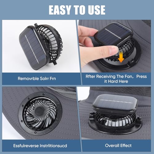 Image of Solar Powered Fan Sun Hat for Men, UPF 50+ Wide Brim Cooling Bucket Hat, Sombrero para El Sol Hombre for Fishing Hiking Beach