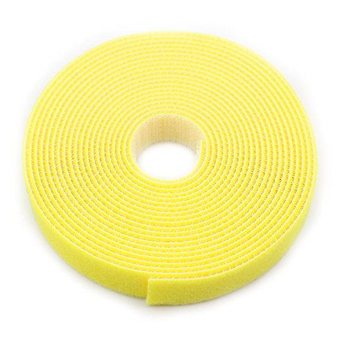 Saisn Reusable Fastening Tape Cable Ties 3/4 Inch Double Side Hook Roll (5 Yard, Yellow) #TOP5